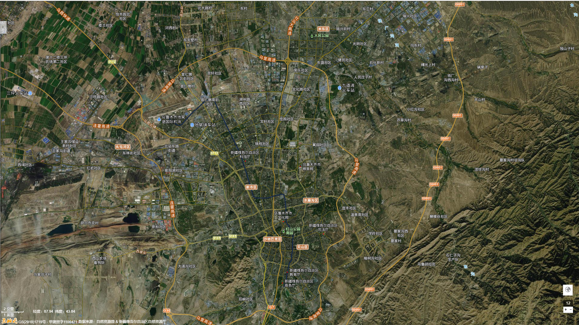 乌鲁木齐市城区地图